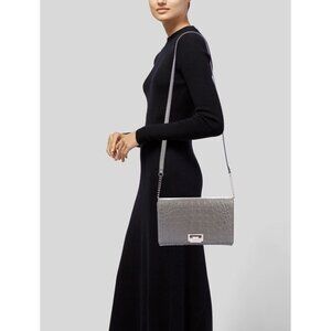 KATE SPADE HARWOOD PLACE FIONA GRAY CROC-EMBOSSED LEATHER CROSSBODY BAG PURSE